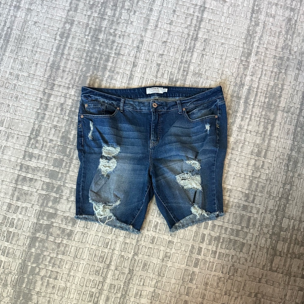 Torrid Blue Distressed Relaxed Fit Jeans